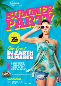 Colorful Summer Theme Party Flyer PSD