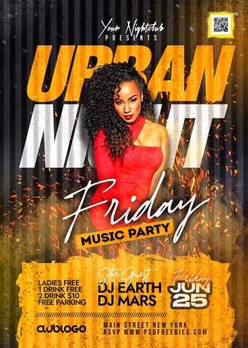 Friday Night Club Party Flyer PSD Template | PSDFreebies.com