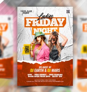 Ladies Friday Night Club Party Flyer PSD