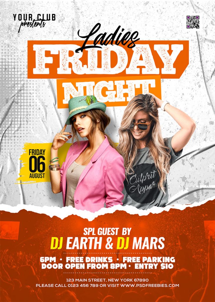 Ladies Friday Night Club Party Flyer PSD