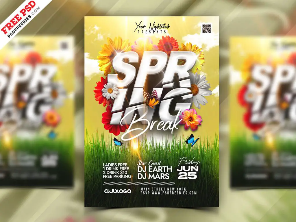 Spring Break Party Flyer Design PSD | PSDFreebies.com