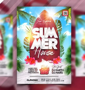 Summer House Party Flyer Design PSD