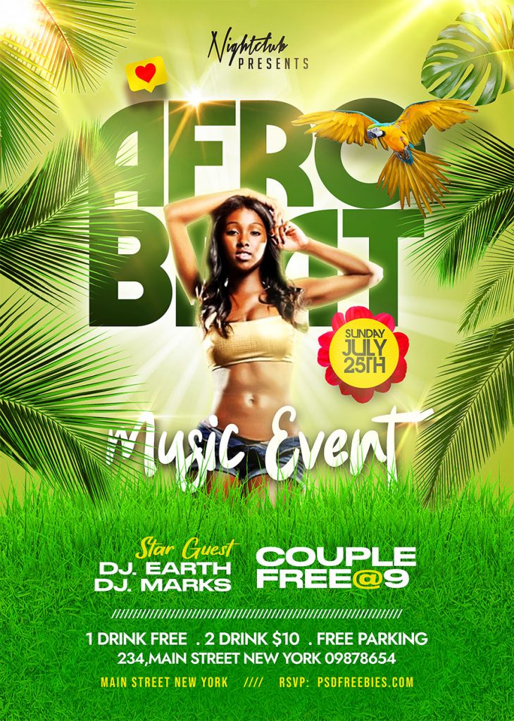 Afro Beat Event Party Flyer PSD Template