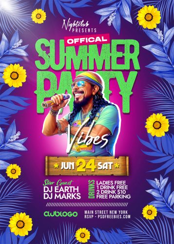 Summer Party Vibes Flyer Design PSD | PSDFreebies.com