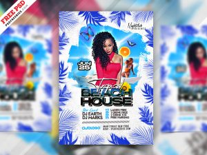 Tropical Beach House DJ Party Flyer PSD