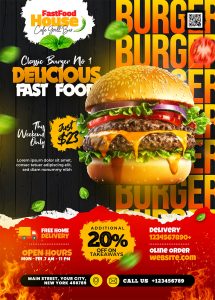 A4 Fast Food Restaurant Flyer Template PSD