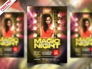 Magic Party Night Event Flyer PSD Template