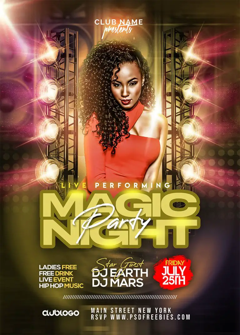 Magic Party Night Event Flyer PSD Template | PSDFreebies.com