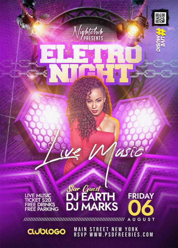 Night Club Live Music Event Party Flyer PSD