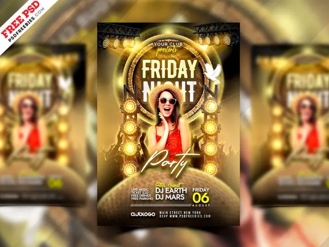 Nightclub Friday Party Flyer PSD Template | PSDFreebies.com