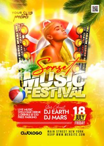 Sunset Music Festival Event Flyer PSD Template