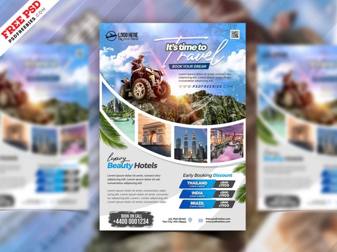 Travel Tours Business Flyer Design PSD