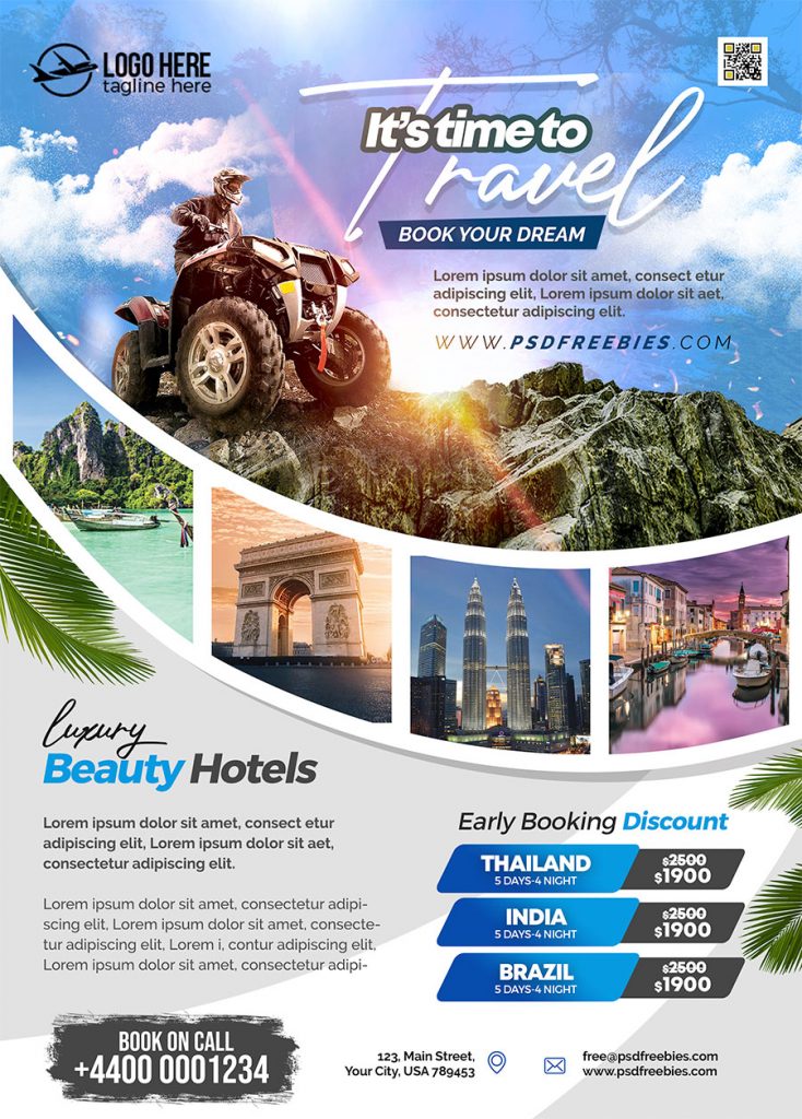 Travel Tours Business Flyer Design PSD