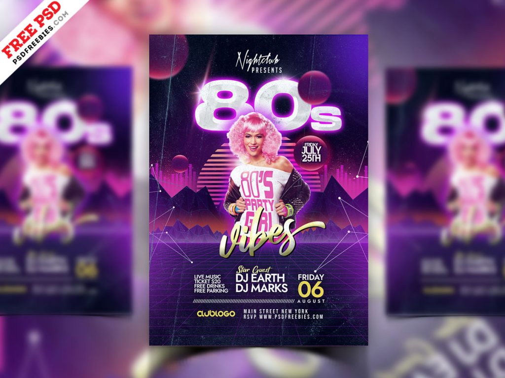 Classic Retro Theme Party Flyer PSD | PSDFreebies.com