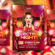 Electro Night Music Party Flyer Template PSD