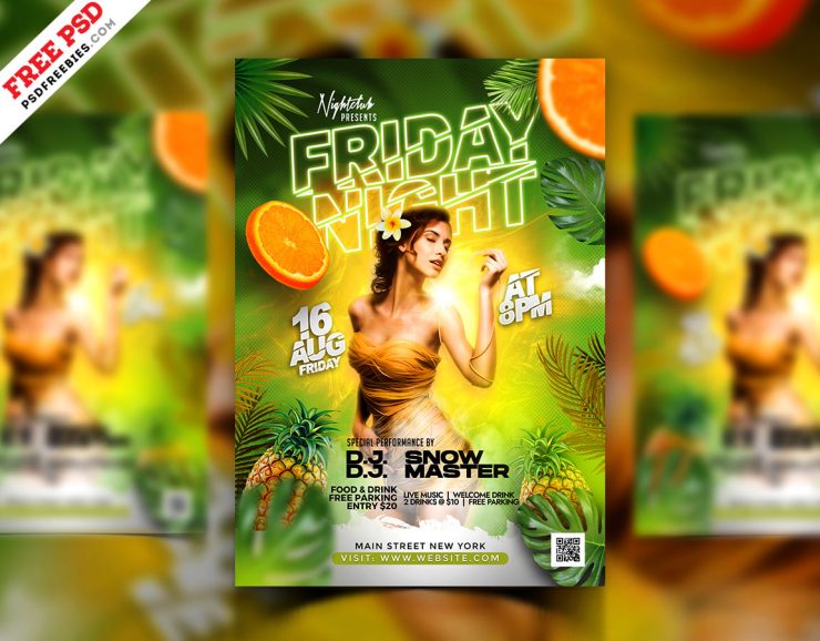 Summer Night Club DJ Party Flyer Design PSD