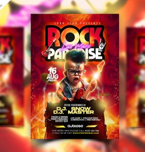 Crazy Indie Rock Music Festival Flyer PSD Template