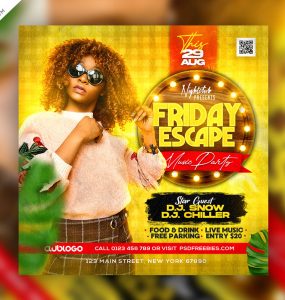 Friday Escape Club DJ Party Social Media Post PSD