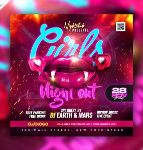 Girls Night Out Club Party Instagram Post PSD