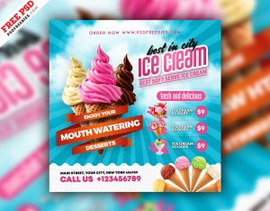 Ice Cream Summer Social Media Post PSD