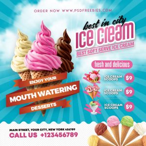 Ice Cream Summer Social Media Post PSD