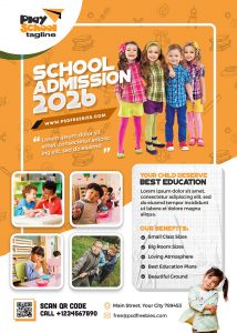 Kids School Education Admission Flyer PSD Template