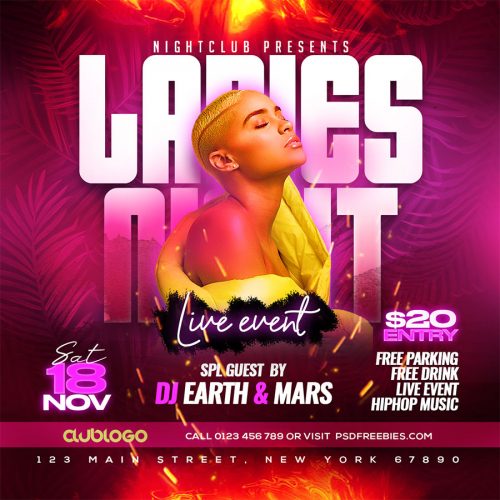 Free PSD | Ladies Night Event Flyer Social Media Post PSD