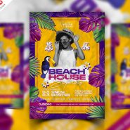 Modern Beach House Party Flyer PSD Template