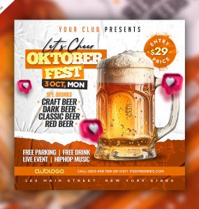 Oktoberfest Beer Festival Social Media Post PSD