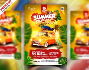 Summer Picnic Festival Party Flyer PSD Template