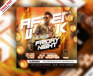 After Work Friday Night Party Social Media Post Design PSD