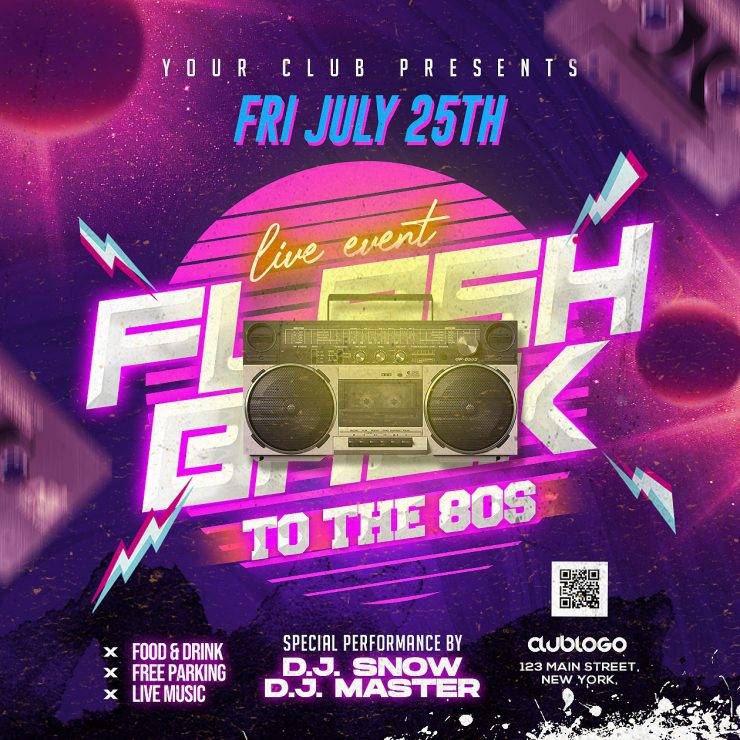 Free PSD | Flashback Dj Club Party Instagram Post PSD | PSDFreebies.com