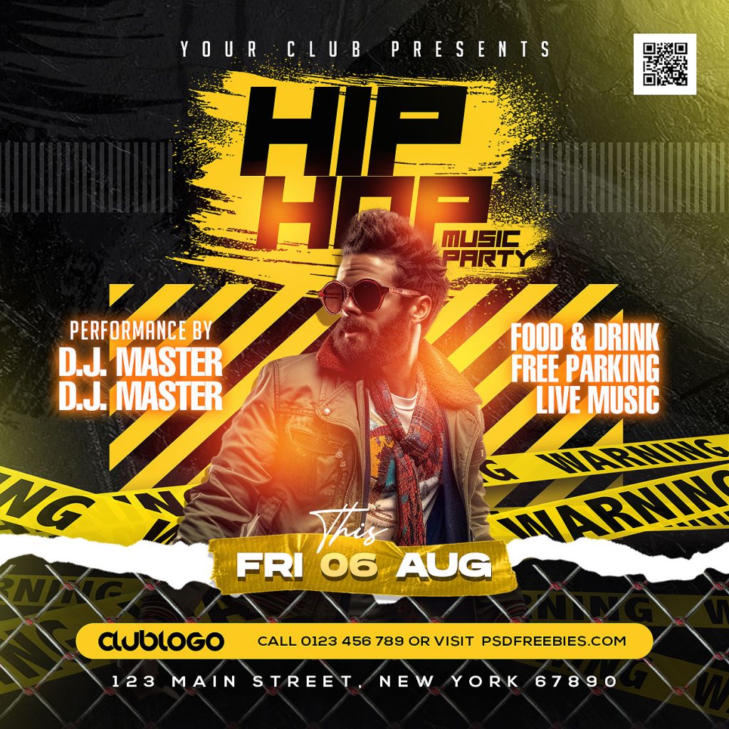 Hip Hop DJ Club Party Instagram Post Design PSD