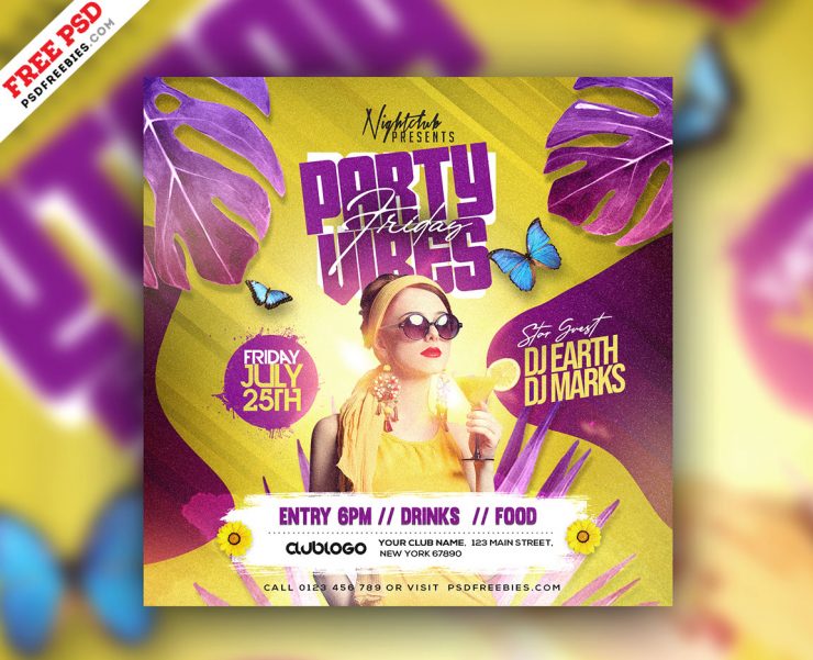 Music Party Social Media Post Square Template PSD