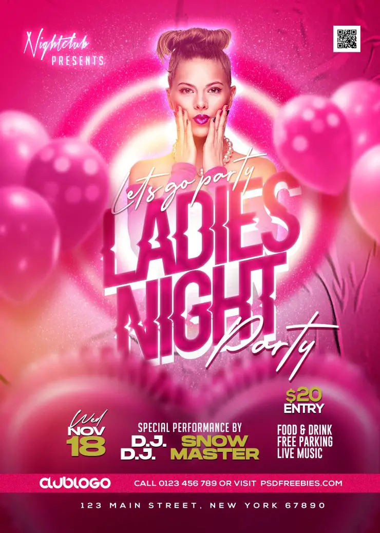 Night Club Ladies Party Flyer PSD Template | PSDFreebies.com