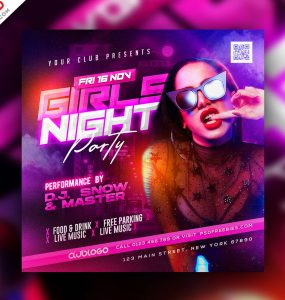 Girls Night Out DJ Party Instagram Post PSD