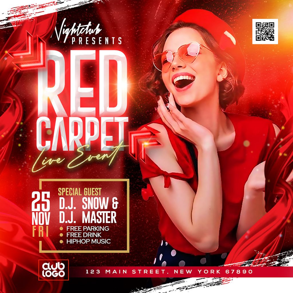 Red Carpet Event Party Instagram Post PSD