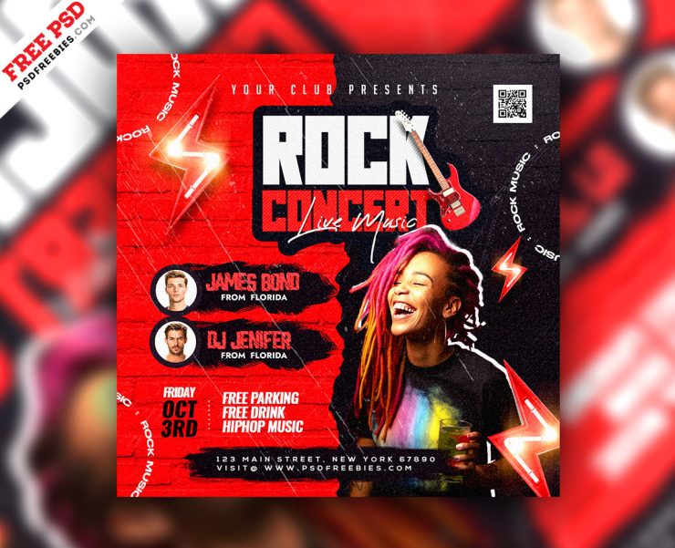 Rock Music Event Concert Social Media Post PSD