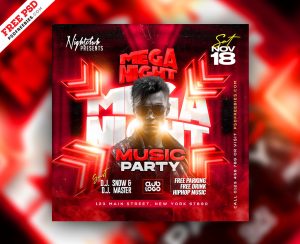 Weekend Mega Club Party Social Media Post Design PSD