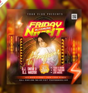 Club Friday Night Party Post Design PSD Template