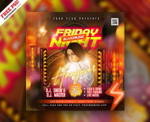 Club Friday Night Party Post Design PSD Template