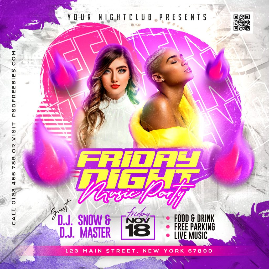 DJ Friday Night Party Club Instagram Post PSD