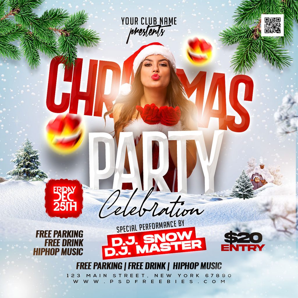 Christmas Day Party Instagram Square Post PSD
