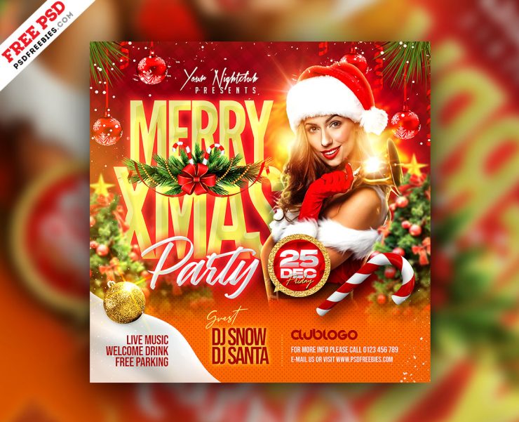 Merry Christmas Event Party Instagram Post PSD