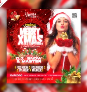 Merry Christmas Party Event Instagram Post Design PSD