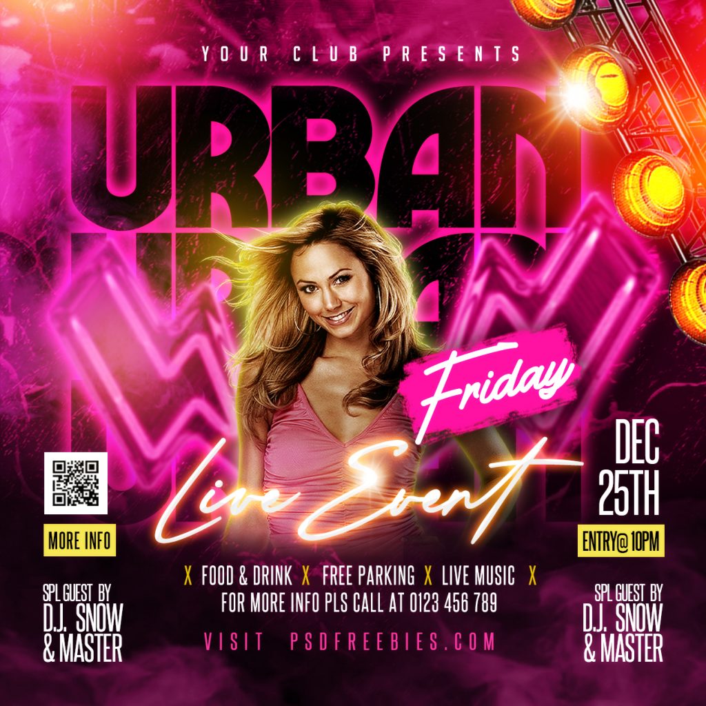 Urban Night Club Music Party Instagram Post PSD
