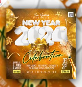 New Year 2024 Celebration Party Square Post PSD