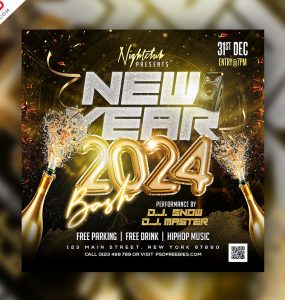 New Year 2024 Club Event Instagram Post PSD