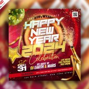 New Year 2024 Party Celebration Instagram Post Design PSD