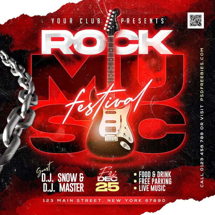 Free PSD | Rock Music Festival Instagram Post PSD | PSDFreebies.com